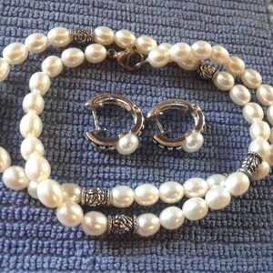 Elegant Pearl Necklace and Earring Set